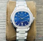 Swiss Replica Piaget POLO Ultra-slim Lovers V9 9015 Blue Dial Watch with Diamond-set